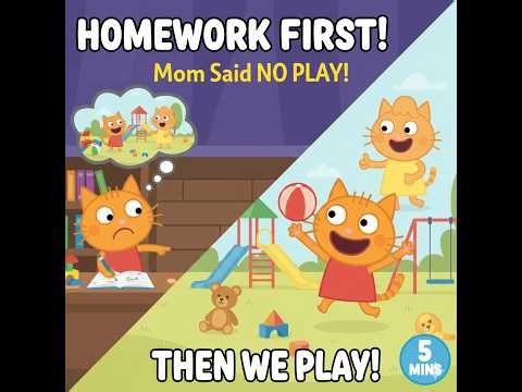 Candy Cat | Learns to Do Homework Before Play | English Moral Stories For Kids | playing Cartoons |