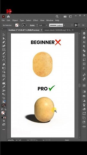 Create a Realistic 3D Potato in Adobe Illustrator Beginner vs Pro 🥔 #tutorial #illustrator #adobe