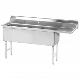 Advance Tabco FS-3-2024-24 Spec Line Fabricated Three Compartment Pot Sink with One Drainboard - 86 1/2" - Right Drainboard