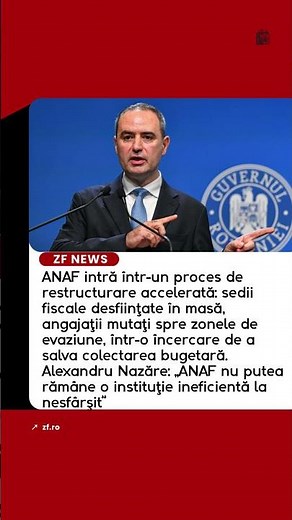ANAF intră într-un proces de restructurare accelerată