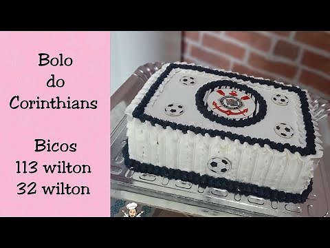 Bolo do Corinthians | Papel arroz | Retangular | Chantilly preto e branco | Bico 113 | Masculino.