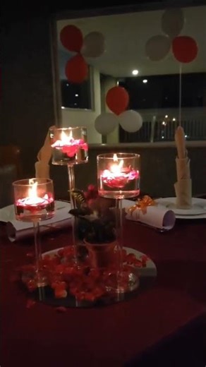 Candlelight dinner setup