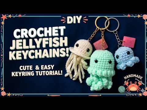 DIY Mint Jellyfish Keychain 🌊 | Easy Crochet Pattern for Beginners 🪼 🧶​#Shorts #Crochet #DIYCrafts