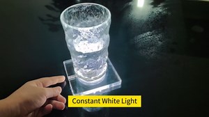 LED Coasters for Drinks, LAFEINA USB Rechargeable Light Up Acrylic Coaster for Bar Beer Beverage, Bottle Cup Luminous Mat for Party, Wedding, Bar Club (Round White)