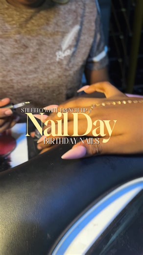 Beautiful French Tip Nails with Blue Line Design