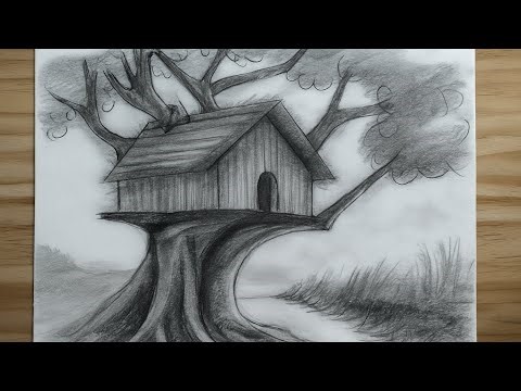 How to Draw a Tree House - Step By Step Tutorial