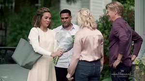 Hallmark Channel on Instagram: "Two happy couples, one all new #SummerNights movie! Check out this scene from Sealed With A Kiss: #WeddingMarch 6 then join us tonight at 9/8c! 💍"