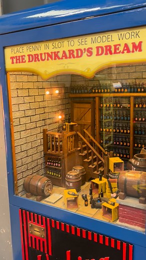 8.1K views · 69 reactions | The Drunkard’s Dream  This penny machine from 1935 shows a pub cellar with a man drinking, and the colourful visions he then sees as a result… #miniatureworld #miniatures #vintagetoys #vintagevibes #ArcadeGames #arcade #arcade | Wroxham Miniature Worlds | Facebook