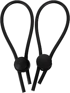 BESTOYARD 2PCS Conductive Silicone Loops Adjustable Rings Electro Massager E stim Accessories for Men Couples (Black)