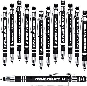 Up to 500 pcs Optional, Custom Ballpoint Pens Touch Screen Pens, Promotional Advertising Pen, Black Ink, Personalize Your Custom Text Message, Business Gift