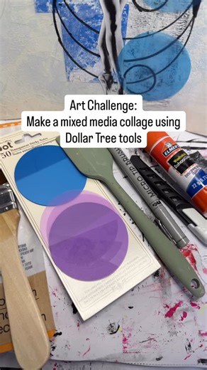 Kim Hamburg on Instagram: "Februllage Day 3: Ballet Art Challenge: use as many Dollar Tree tools as I can ! ——————- I’m using: the new deco brush, transparent sticky notes, rubber spatula, micro tip brush pen, utility knife, glue stick and rubber gloves. I’m also using matte mod podge to adhere the background papers. I love transforming the background papers into a cohesive whole— making sure all those pieces are covered. I like chalk paint but really any paint will work. The final step is addin