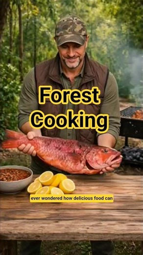 Satisfying Forest Grilled Fish 🔥 Forest Cooking | Primitive Survival #shorts
