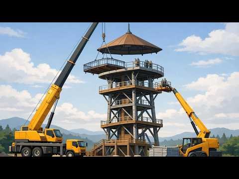 Building a Giant Observation Tower with Heavy Cranes & Excavators! | Construction Vehicles Story