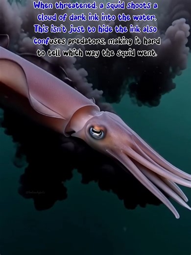 How Squids Shoot Ink to Escape Predators #SquidFacts #NatureFacts #DidYouKnow #Animals #ViralFacts