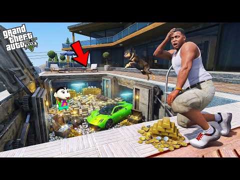 Franklin & Shinchan Find Hidden Secret Base Inside Swimming Pool! 😱🕳️ | GTA 5