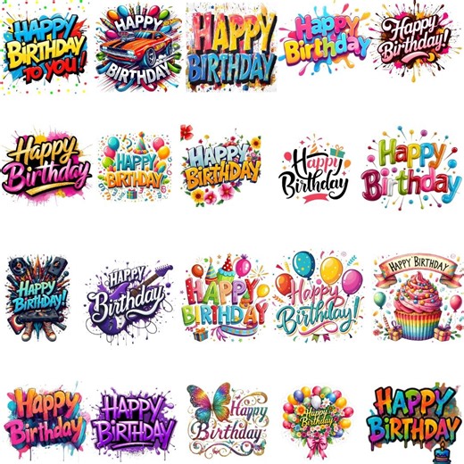 Happy Birthday Stickers PNG Bundle, Party Decorations, Gift Wrap, Planners (digital Download) - Etsy