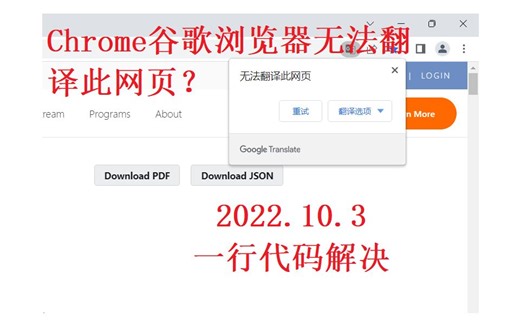 【一行代码解决】Chrome谷歌浏览器无法翻译此网页的问题（在windows下）