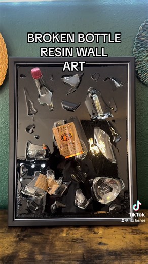 Broken bottle resin art #fyp #wallart #diy #resin #epoxy | resin