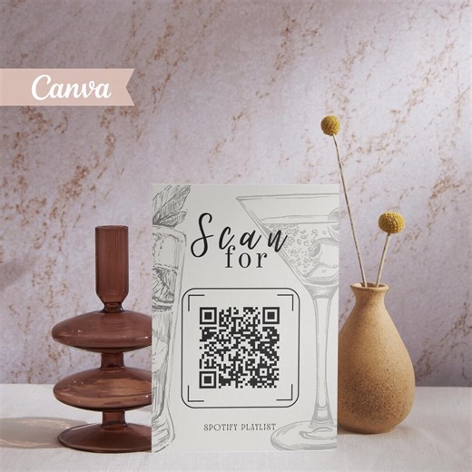 Black & White QR Code Sign Template, Editable Canva Scan for Sign, Playlist QR Sign, Party QR Code Poster - Etsy