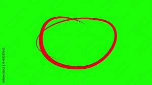 Circle marker with drawing effect, Animated red circle drawn, red marker pen style, doodle red circle marker and underline stroke, Red Circle Highlighter Scribble Animation on transparent background.