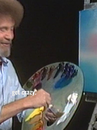 Bob Ross paints happy clouds in his painting #paintlikebobross #bobross #oilpainting #happyclouds #happyaccidents