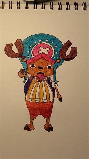Chopper sketch using colour pen - drawing straw hats from one piece 🩷✌️ #onepiece #anime #op
