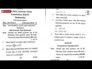 MA MSC 3RD SEM MATHEMATICS FUNCTIONAL ANALYSIS 2025 | MJPRU