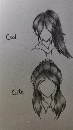 How to draw Easy hair Cool &Cute✏️#drawing #tutorial #howtodraw #sketch #shorts #arts
