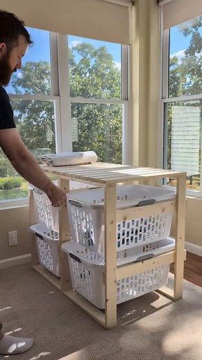 Available on Amazon! #smallbiz #etsyinstagram #laundrybasketholder #laundry #shopsmall #laundrystorage #storage #etsy #fblifestyle | Smith & Son Woodworking