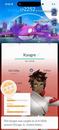 ✨Shiny BACKGROUND Kyogre CAUGHT in Pokemon Go!✨ #shorts #pokemon