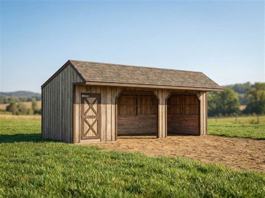 12x30 Run in Shed Plans With Tack Room | Post and Beam Horse Barn Blueprint - Etsy