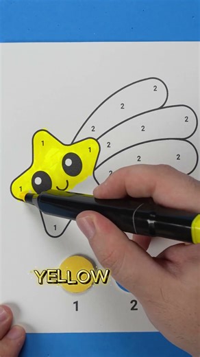 Learn Colors by Number | Yellow and Blue Coloring