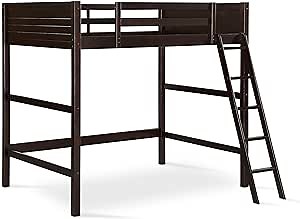 DHP Denver Full Size Loft Bed, Espresso Finish, Sturdy Wood Construction, Space-Saving Design, Kids Loft Bed