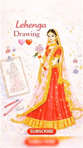 👰 Traditional Indian Bride Drawing | Bridal Fashion Illustration #Shorts #drawing