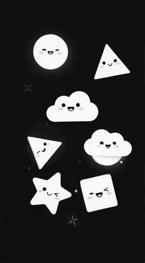 Cute kawaii geometric shapes smiling and softly glowing #animation #shorts