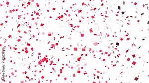 Confetti overlay of red confetti falling on a white background. Perfect for festive event invitations, party decorations, and celebratory graphics. Stock Video