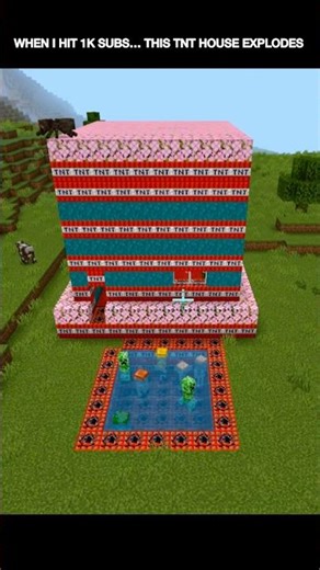When I hit 1K subs… this TNT house EXPLODES 💥#minecraft #gaming #memes #minecrafttutorial #shorts