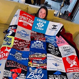1.9K views · 454 reactions | Memories aren’t just organized into photo albums. Cherish your best days in a meaningful quilt - perfect gift for HS & College grads. Partner with Project Repat & Get 15% off your t-shirt blanket, today! | Project Repat | Facebook