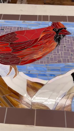 And the winner of the four glass mosaic murals is … Red Cardinal (6’x3’)! Big thanks to the over 150 people who voted on my socials over the past few days. See my previous post to see the four @publicart mosaic murals I recently installed at Indiana‘s new Black River Welcome Center. Red Cardinal was the clear favorite. Peony and Tulip Tree were nearly tied for second place. Fireflies brought up the rear — but respectable so. There was no “loser.” What’s next in my studio? I can’t wait to show yo