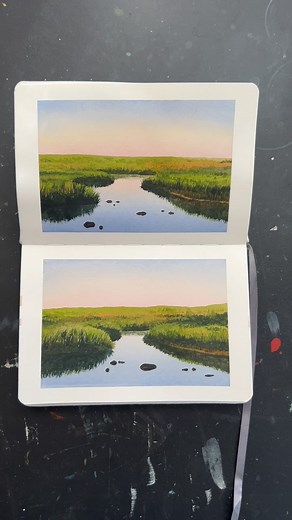 Hannah Pickerill on Instagram: "Paint this landscape with me! #art #artist #paint #painting #watercolor #watercolorpainting #watercolorlesson #watercolortutorial #arttutorial #artinspo #artinspiration #watercolorforbeginners"