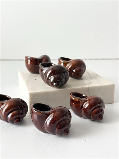 Set of 6 Brown French Escargot Snail Shell Serving Cups - Etsy