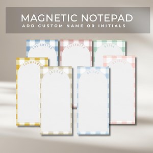 Custom Name Notepad With Magnet for Kitchen Personalized Gingham Notepad With Monogram Perfect Party Favor, Bridesmaid Gift or Class Gift - Etsy