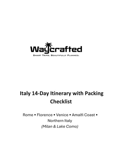 14-day Italy Itinerary & Packing List | Rome, Florence, Venice (digital Download) - Etsy Australia