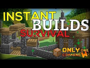 Instant Survival Buildings with one command block. | Portable house and mine.