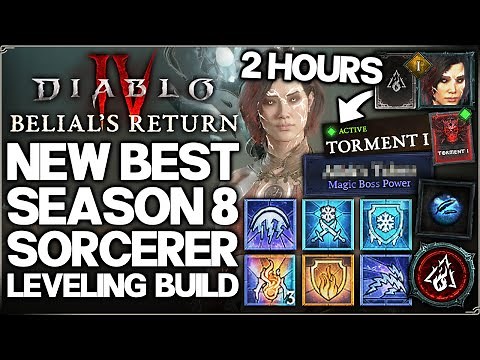 Diablo 4 - New Best Sorcerer Leveling Build - Season 8 FAST Level 1 to 60 - Easy Boss Powers Guide!