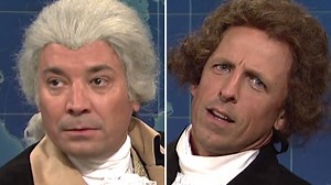 Jimmy Fallon, Seth Meyers Crash 'SNL's Weekend Update' as George Washington, Thomas Jefferson