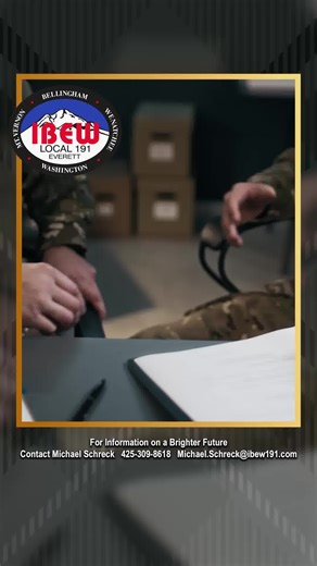 Start your new mission with the IBEW! 🛠️ We welcome your skills and offer structured training, great pay, and the benefits you've earned. Build a future you can be proud of in the unionized electrical industry. 🤝 #IBEWApprenticeship #MilitarySkills #CareerGoals | IBEW Local 191