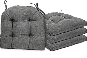 Chair Cushions for Dining Chairs, 4 Pack Soft and Comfortable Chair Cushions Pads with Ties, Seat Cushions for Kitchen Chairs，Dining Room (4 Pack 17x16, Dark Gray)