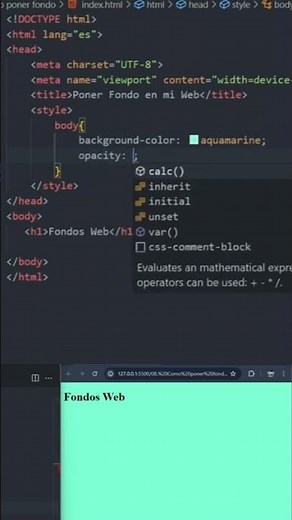 Cómo poner color de fondo a una web #desarrolloweb #css #html #coding