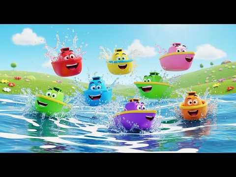 Sieben kleine Spielzeugboote schwimmen weit | Kinderlieder & Wasser-Abenteuer